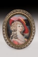 MINIATURE sur ivoire représentant Lady Georgiana Cavandish, duchesse de Devonshire....