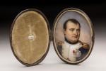 MINIATURE sur porcelaine à décor polychrome de l'empereur Napoléon Ier....