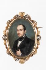 Flavien Emmanuel CHABANNE (1799-1865). Portrait d'homme barbu en habit noir....