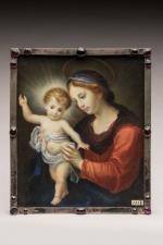 MINIATURE sur vélin : Vierge à l'Enfant, d'après Carlo Dolci....