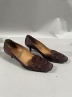 HERMES - CHAUSSURES à talon en soie Bordeaux, taille 35....