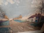 JOURDAIN, (XXème siècle)  une maisonnette sur une route, aquarelle...