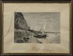 Henri-Charles ANGENIOL (1870-1959). 
En lot :
-Barque et personnages au bord...