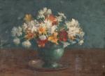 Henri-Charles ANGENIOL (1870-1959). 
En lot :
-L'échange des bouquets. 
Huile sur...