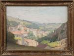 Henri-Charles ANGENIOL (1870-1959).
Les toits du village près des collines.
Pastel sur...