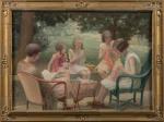 Henri-Charles ANGENIOL (1870-1959).
Sur la Terrasse, 1931.
Huile sur panneau.
Signé et daté...