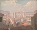 Henri-Charles ANGENIOL (1870-1959).
Vue sur la cathédrale Saint-Jean, Lyon.
Huile sur panneau.
Signé...