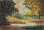 Henri-Charles ANGENIOL (1870-1959).
Jardin à l'automne, 1959.
Huile sur panneau.
Signé et daté...