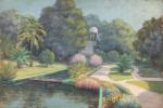 Henri-Charles ANGENIOL (1870-1959). 
En lot :
-Jardin de la Villa Ephrussi,...