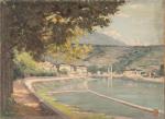 Henri-Charles ANGENIOL (1870-1959). 
En lot :
Chemin au bord du lac...