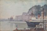 Henri-Charles ANGENIOL (1870-1959). 
En lot :
-Bateaux dans le port de...