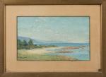 Henri-Charles ANGENIOL (1870-1959).
Bord de mer en Méditerranée.
Pastel sur papier.
Signé en...