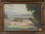 Henri-Charles ANGENIOL (1870-1959).
Corps de ferme en bords de Rhône.
Pastel sur...