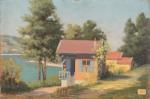 Henri-Charles ANGENIOL (1870-1959). 
Petits chalets sur les bords du lac...