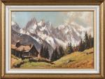 Marcel WIBAULT (1904-1998).
Les Aiguilles de Chamonix, 1964.
Huile sur carton.
Signé en...