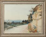 Louis-Agricol MONTAGNE (1876-1960).
Le virage près de la falaise.
Aquarelle sur papier.
Signé...