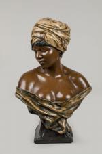 Goldscheider
« Buste d'africaine au turban »
Sujet en terre cuite polychrome....