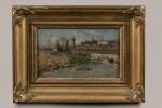 Adolphe APPIAN (1818-1898).
Lavandières au bord de l'eau.
Huile sur toile.
Signé en...