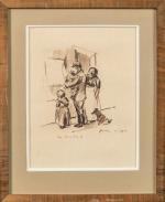 Jean-Louis FORAIN 1852-1931).
Les humbles.
Encre sur papier.
Signé en bas à droite.
Titré...