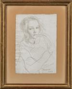 François Joseph GUIGUET (1860-1937).
Portrait de jeune fille, 1924.
Pointe d'argent sur...