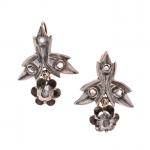 Paire de PENDANTS d'OREILLES "Feuille" en or rose 750/°° et...