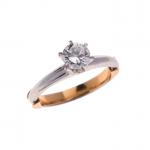 BAGUE "solitaire" en or et platine 850/°° et diamant taille...