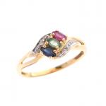 BAGUE en or jaune 750/°°, diamants 8/8 et pierres bleue,...