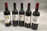 5 bouteilles de Bordeaux rouge comprenant:
1 bouteille de Château Cazeau...