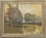 DAVID-GIRIN (1848-1917). " Le soir- Bord de la Chalaronne, 1916...