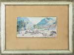 Pierre CALES (1870-1961) " Paysage d'après Guétal, 1893 ". Aquarelle...