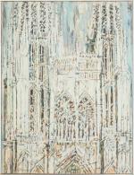 Roger BRAVARD (1923-2015). " Façade d'église, 1987 ". Huile sur...