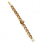 BRACELET MONTRE de dame en or jaune 750/°°, le cadran...