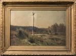 Armand Auguste BALOUZET (1858-1905).
Bord de rivière.
Huile sur toile.
Signé en bas...