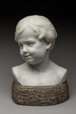 Léopold Morice (1846-1920)
« Tête d'enfant »
Buste en marbre sur socle...