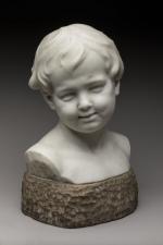 Léopold Morice (1846-1920)
« Tête d'enfant »
Buste en marbre sur socle...