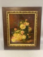 ECOLE FRANCAISE moderne, J. DESHAYES "Nature-morte aux fleurs", 1910, Huile...