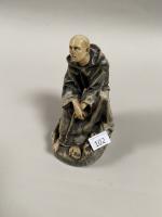 STATUETTE en plâtre polychrome : Saint Bruno. H. 20 cm....