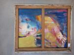 Ecole moderne, abstraction, Huile sur toile, au revers, portrait d'enfant....