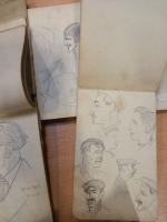 Ensemble comprenant,  des carnets de croquis et caricatures de...