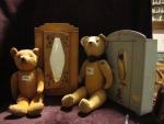 Lot: 2 ours anciens, peluche beige râpé, et marron, 54...