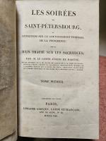 MAISTRE (de). Les Soirées de Saint-Pétersbourg. Paris, LIbr. grecque, 1821....