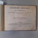 JUDAICA - Dictionnaire Hébreu-français par Marchand-Ennery, 1827, demie-reliure tabac. Grammaire...