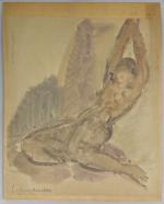 Pierre COMBET-DESCOMBES (1885-1966). 
L'esclave. 
Aquarelle sur papier vélin contrecollé en...