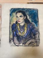 Henriette MOREL (1883-1956). 
En lot :
-Portrait de femme au collier...