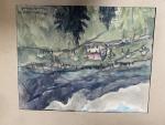 Henriette MOREL (1883-1956). 
En lot :
-Châtaigniers à Vaugneray. 
Aquarelle sur...