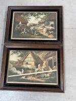 Deux GRAVURES anglaises en couleur : "The dairy Farm" et...