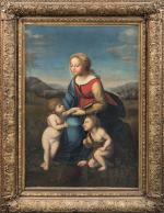 ECOLE ITALIENNE du XIXème siècle, d'après Raphaël (1483-1520). Vierge à...