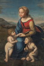 ECOLE ITALIENNE du XIXème siècle, d'après Raphaël (1483-1520). Vierge à...