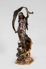 Auguste MOREAU (1834-1917). "Le Char de l'Aurore". Sujet en bronze...