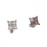 PAIRE DE BOUCLES D'OREILLES  en or gris 585/°° serties...